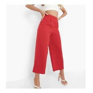 Boohoo Wide-leg Culotte Pants Red